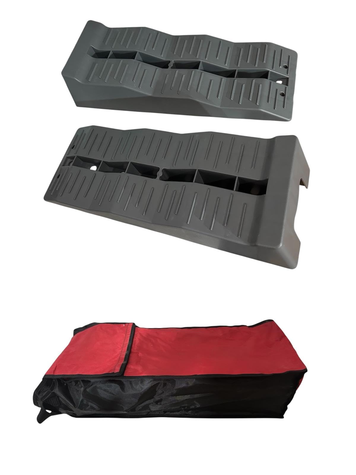 Calzos Niveladores Camper 3 Niveles con Bolsa – 2 Unidades | Hasta 10 cm Altura – Antideslizantes y Reforzados | Furgonetas Grandes y Autocaravanas (4 Toneladas)