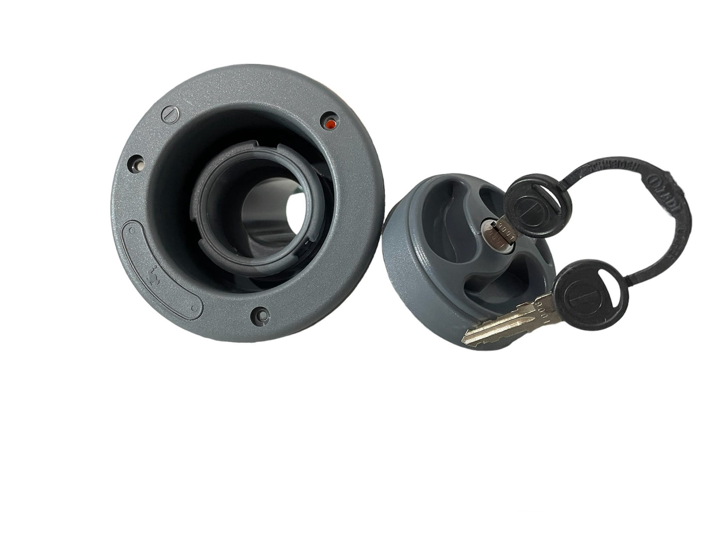 Boca llenado agua con llave PVC gris camper.
