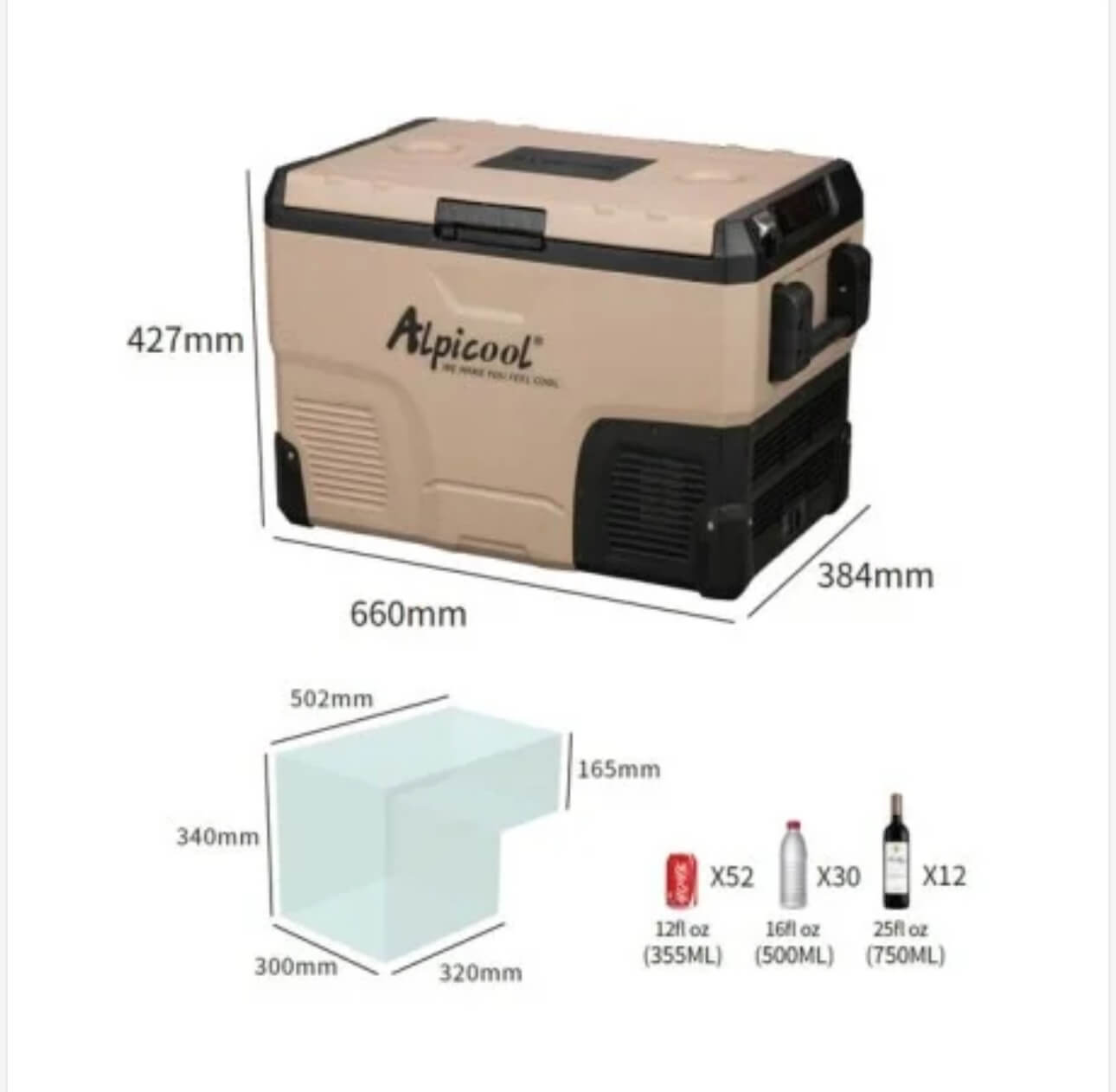 nevera congelador Alpicool LD42 42L 12/24V 220V para camper o autocaravana.