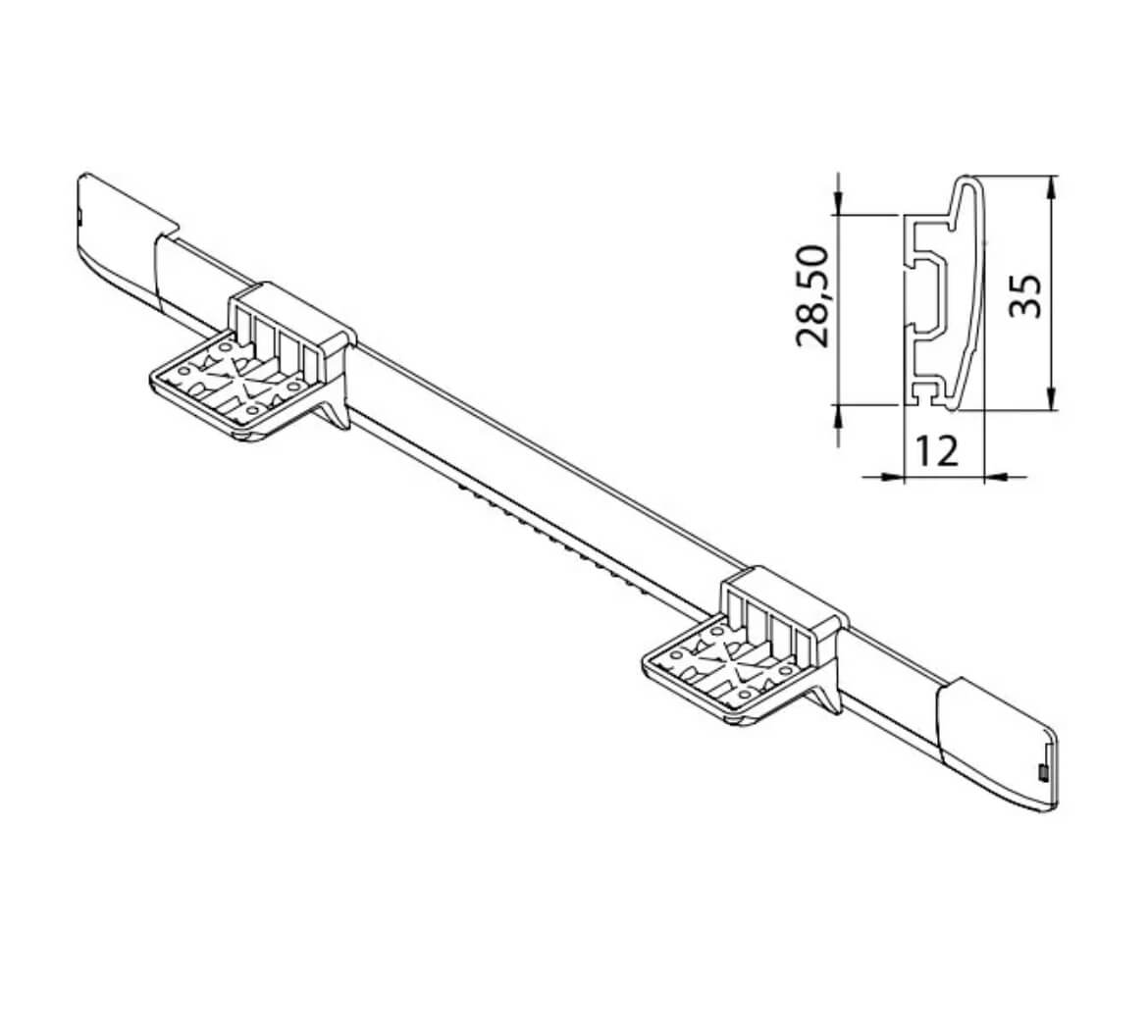 Kit guía mesa deslizante aluminio 950 mm caravana camper