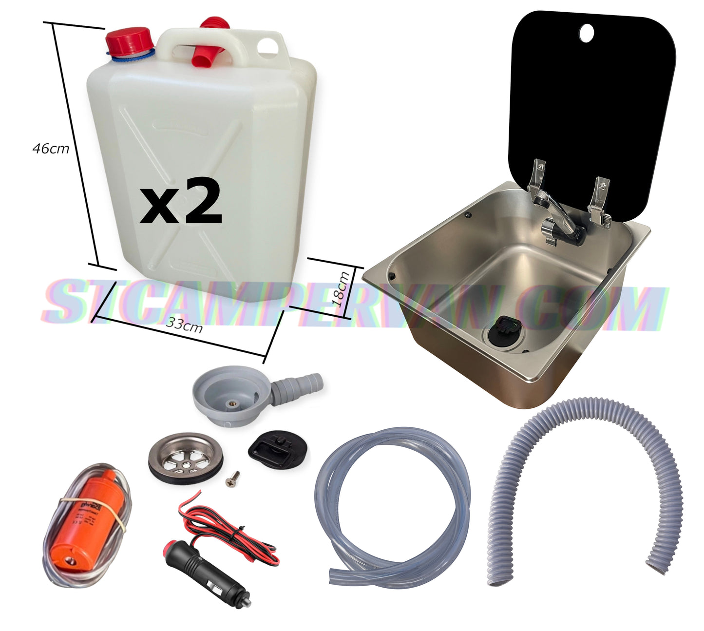 Kit instalación fregadero autocaravana con tapa abatible.