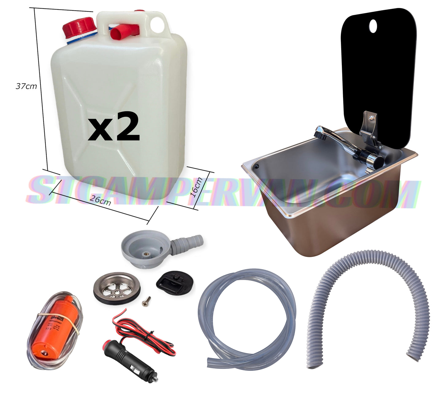 Kit lavabo con tapa y garrafas para camperización