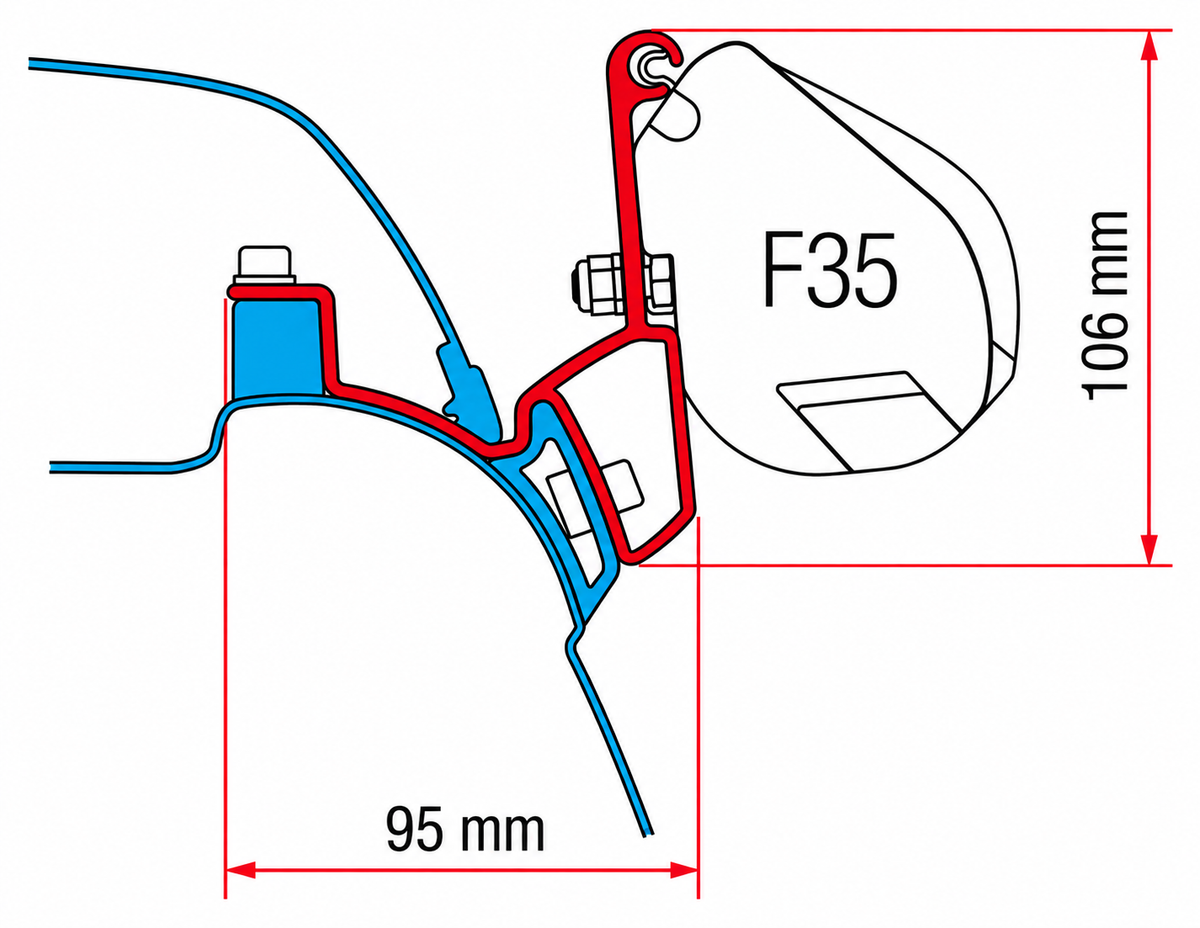 Soporte Fiamma F35 para VW T5 T5.1 T6 T6.1 California – Kit 2 Soportes sin Taladros