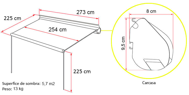 Toldo camper Fiamma F35 Pro 270 montaje pared o riel