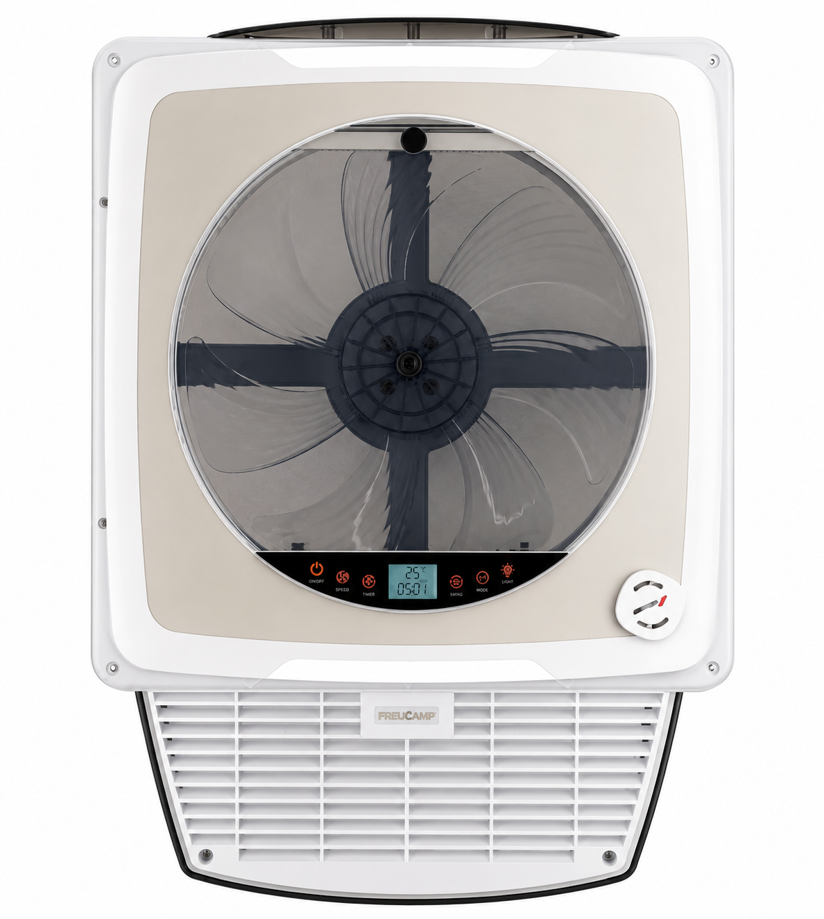 Claraboya Plus Fan Black Tint 40x40 cm con Ventilador, LED y Mando a Distancia para Camper