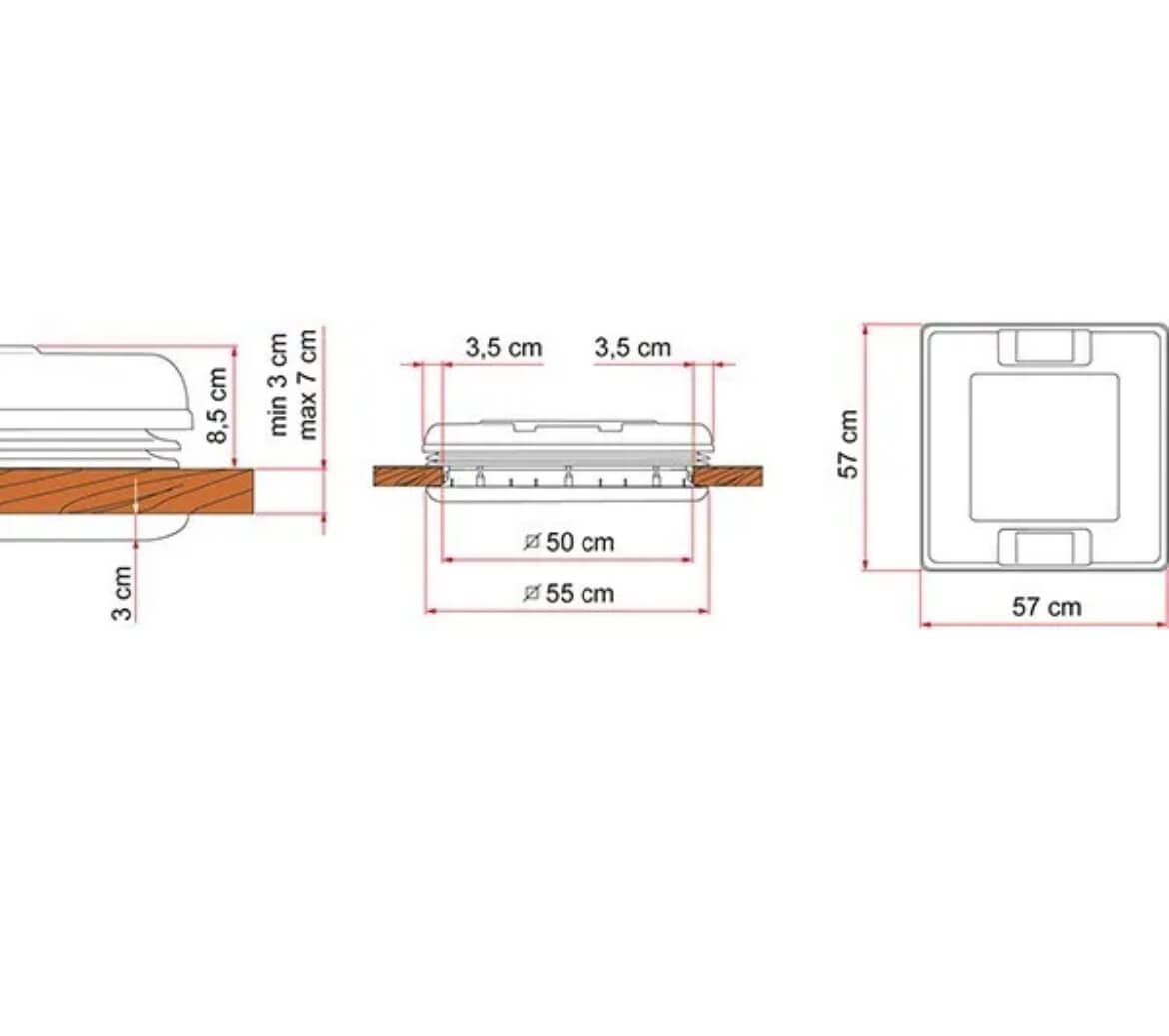 Detalle del marco y cierre de la claraboya Fiamma Vent 50x50 Crystal