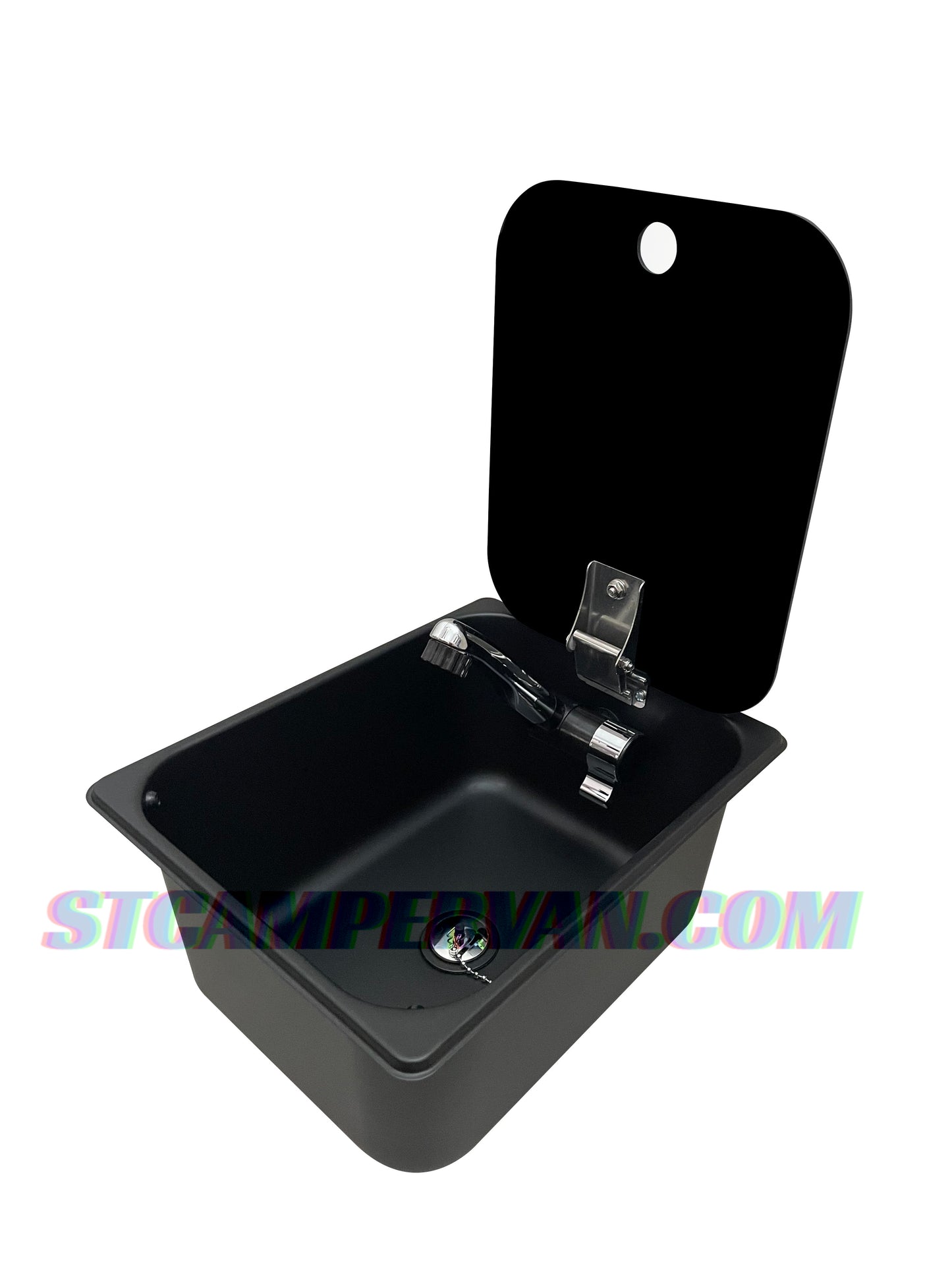 PICA FREGADERO NEGRO CON TAPA CAMPING CARAVANA CAMPER