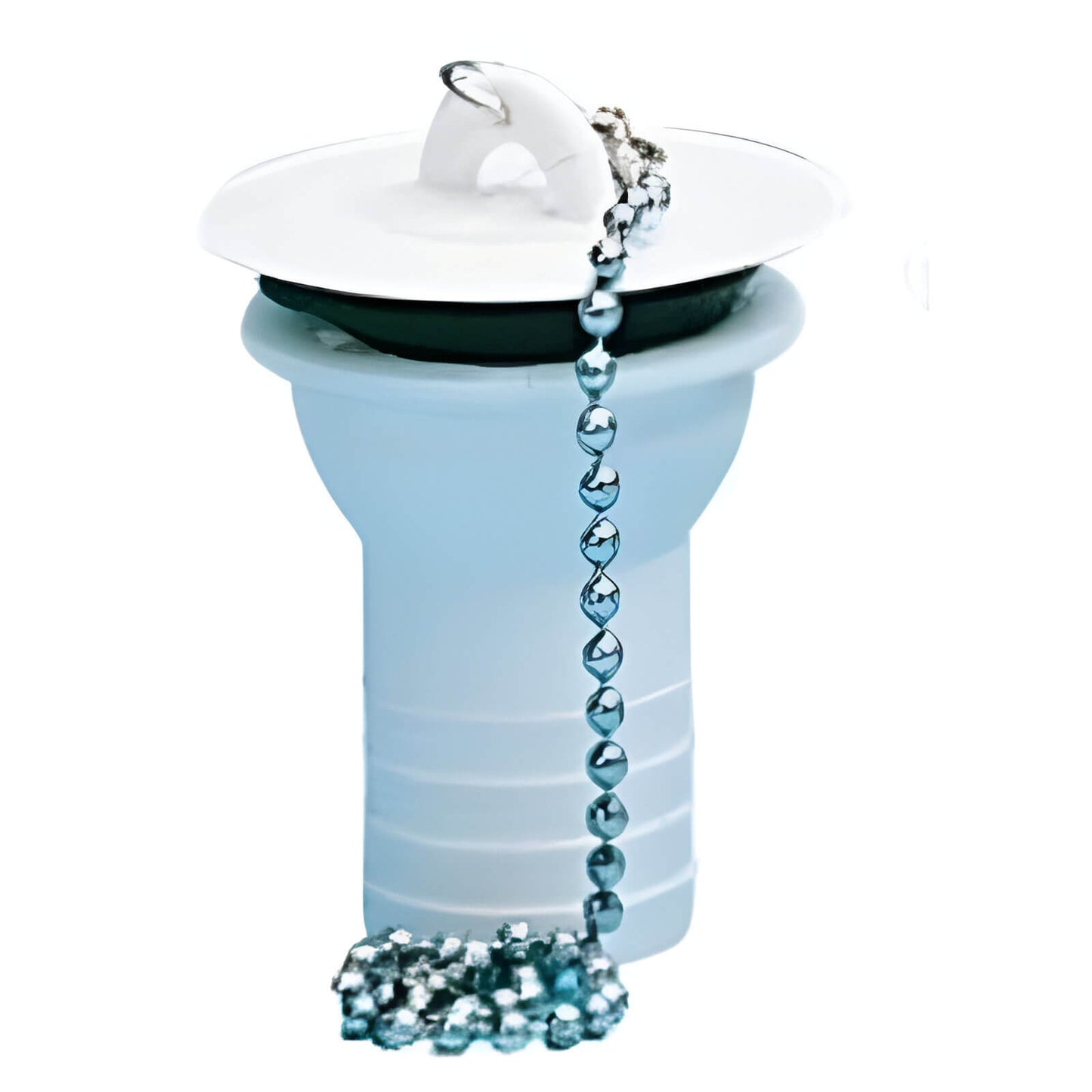 Desagüe recto Ø31 mm salida Ø25 mm con tapón y cadena blanco | STCampervan