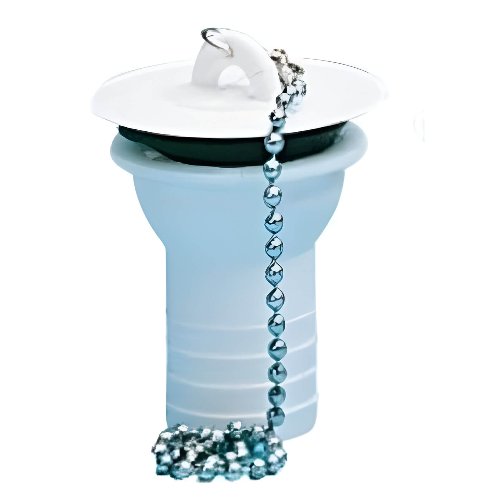 Desagüe recto Ø31 mm salida Ø25 mm con tapón y cadena blanco | STCampervan