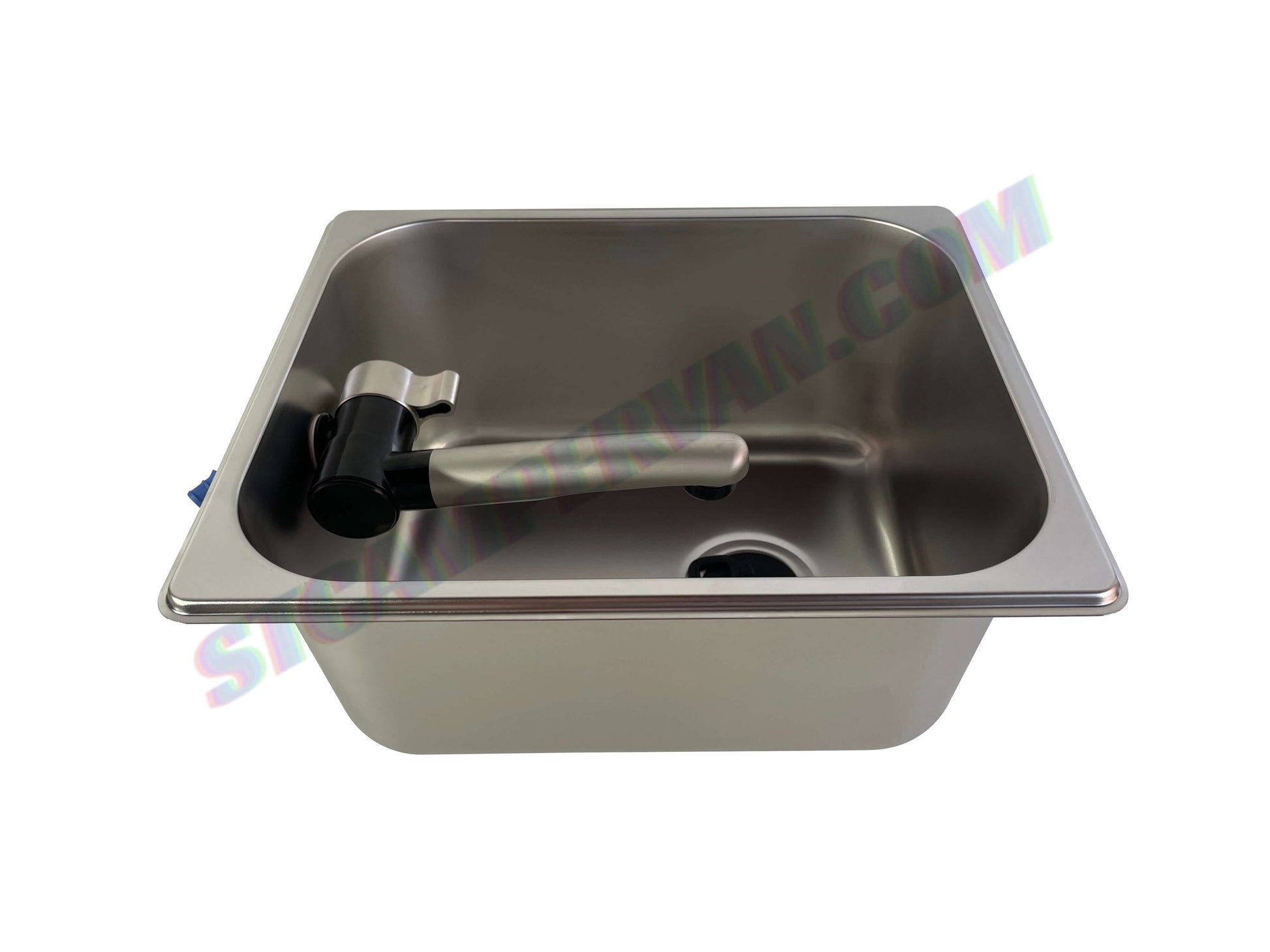 Fregadero compacto de acero inoxidable con grifo plegable 12V para camper o caravana