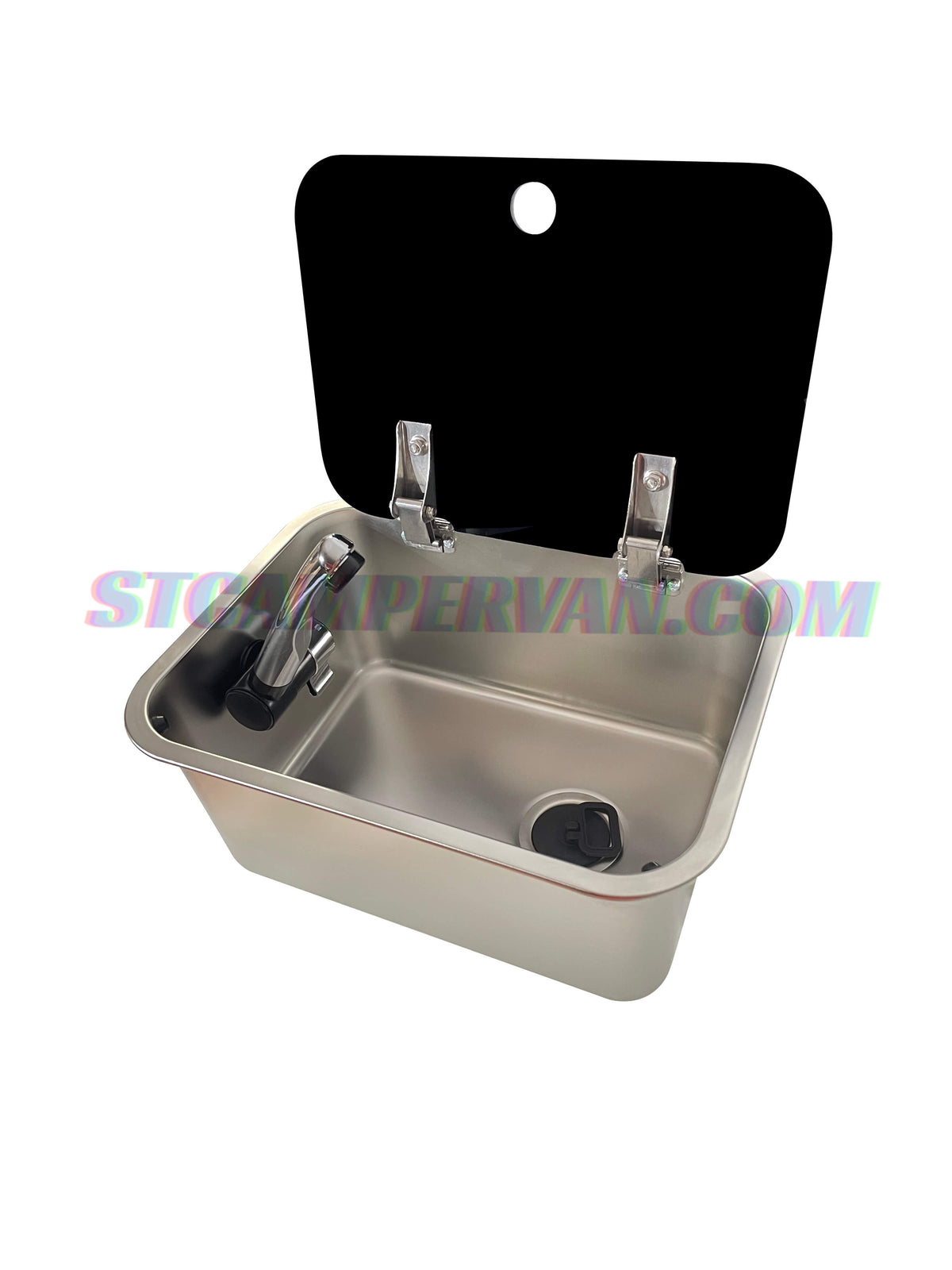 fregadero con grif 12v y desague camper