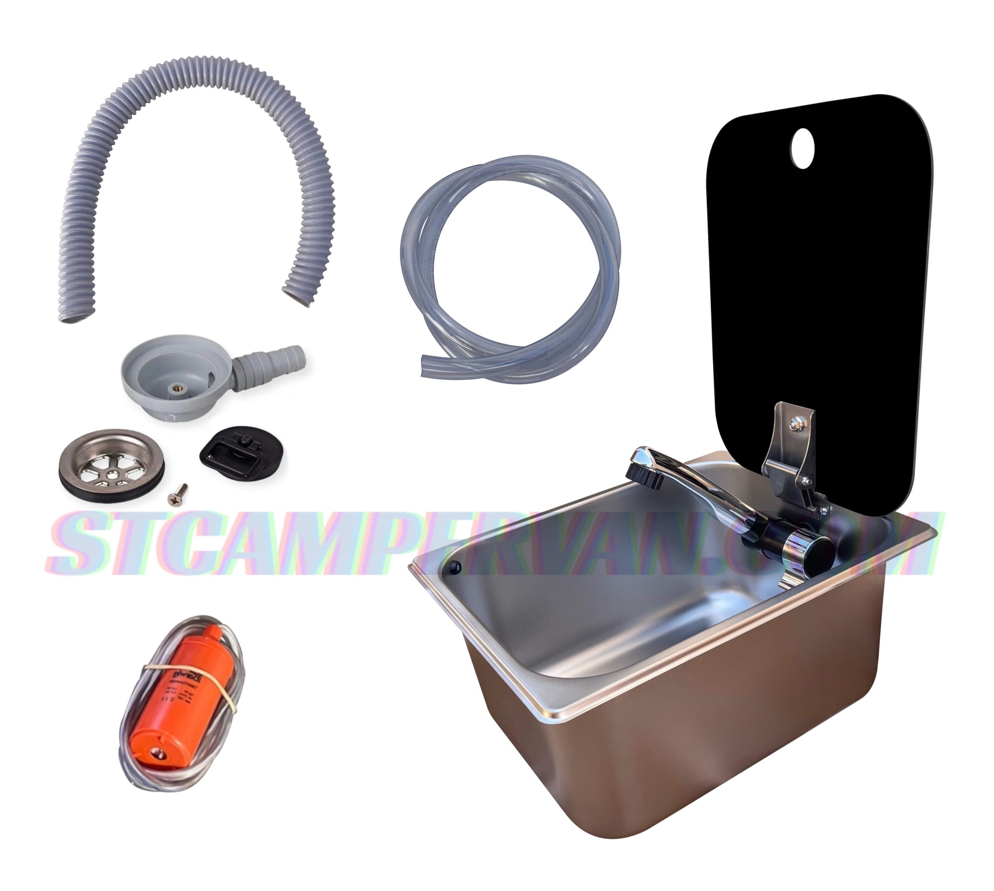 Kit fregadero con tapa e instalación 12V completo para furgoneta camper STCAMPERVAN.