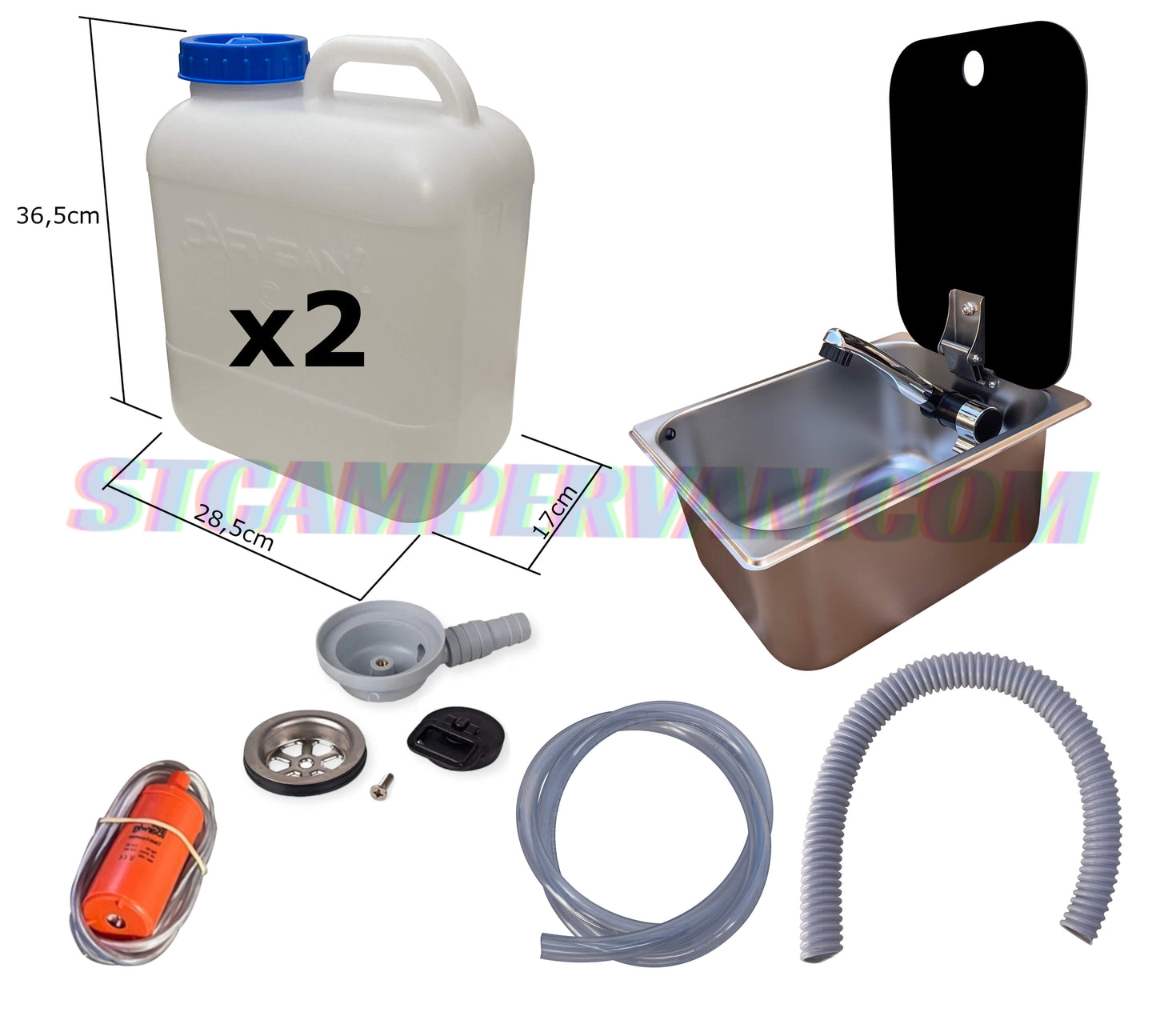 Kit fregadero con tapa de cristal templado instalado en furgoneta camper.