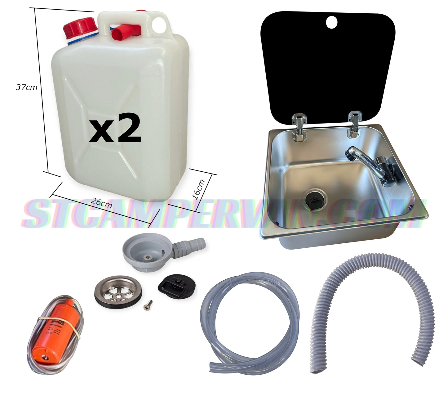 fregadero camper 32x35 con tapa y grifo 12V