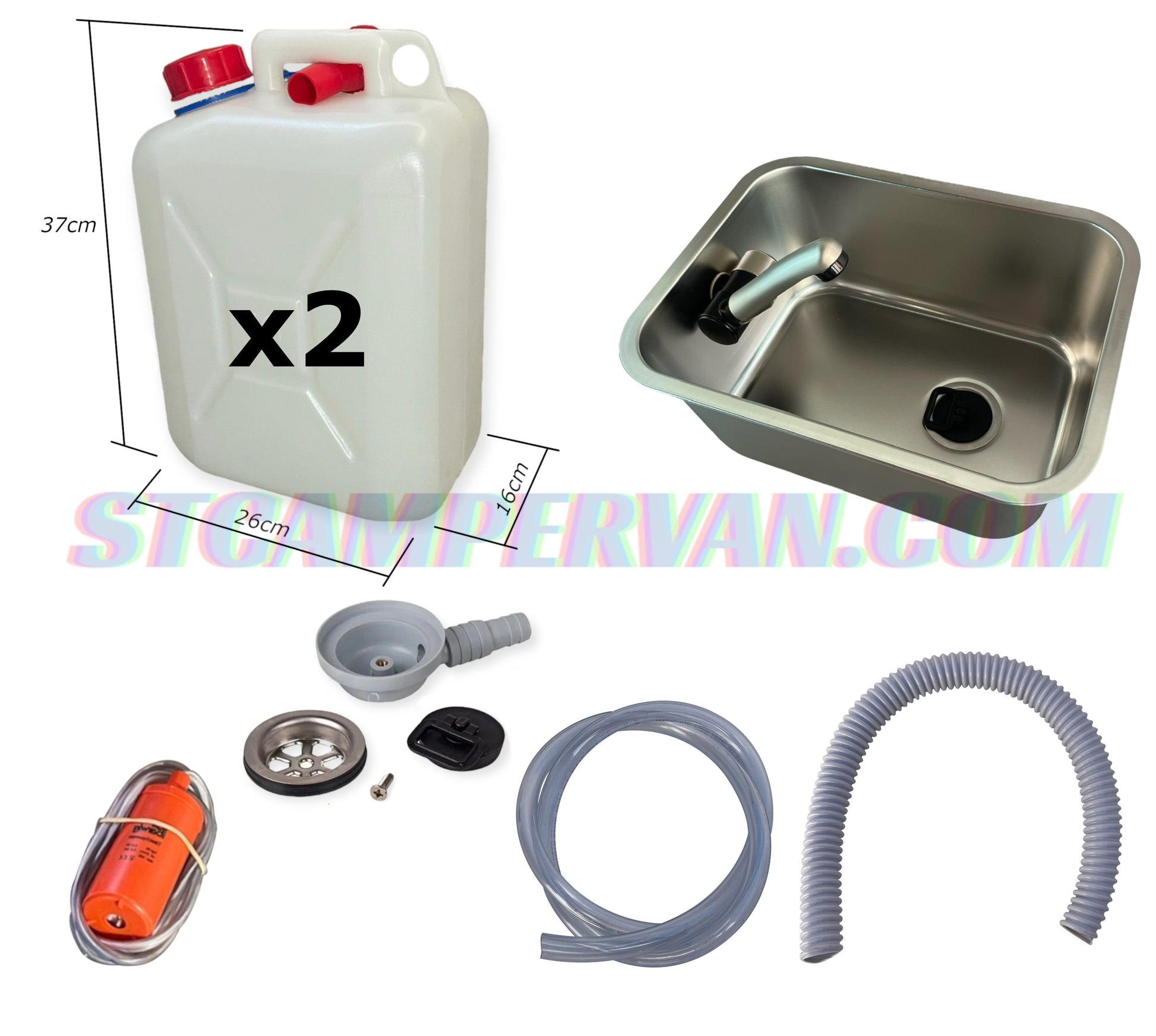 fregadero camper 27x36 con grifo 12V completo.