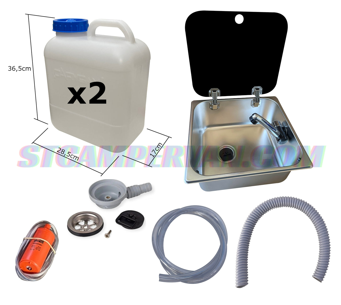 fregadero camper 32x35 con tapa y grifo