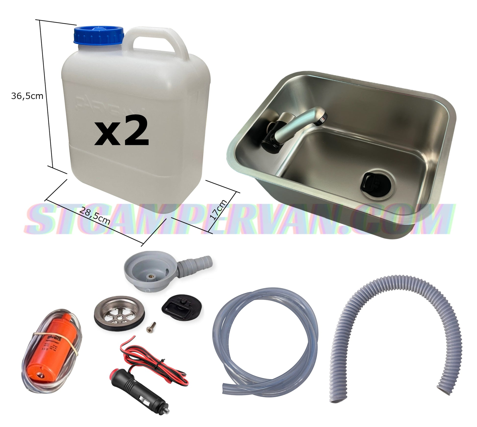 agua camper 12V con fregadero y bomba.