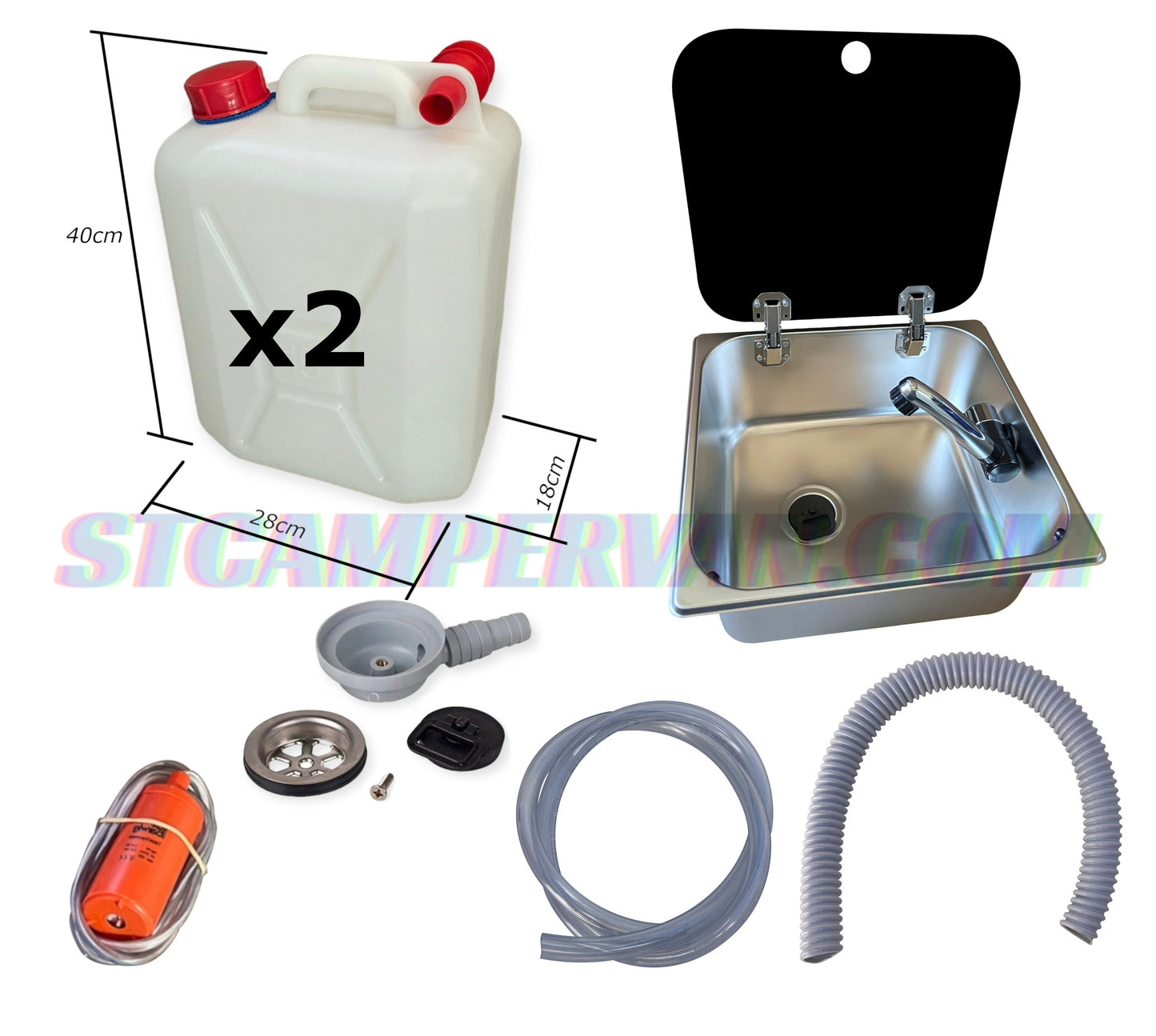 fregadero camper 32x35 con tapa y grifo 12