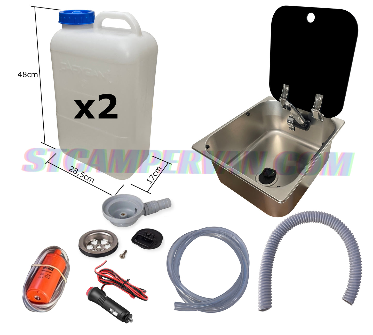 KIT FREGADERO CAMPER CARAVANA 12V PEQUEÑO IDEAL