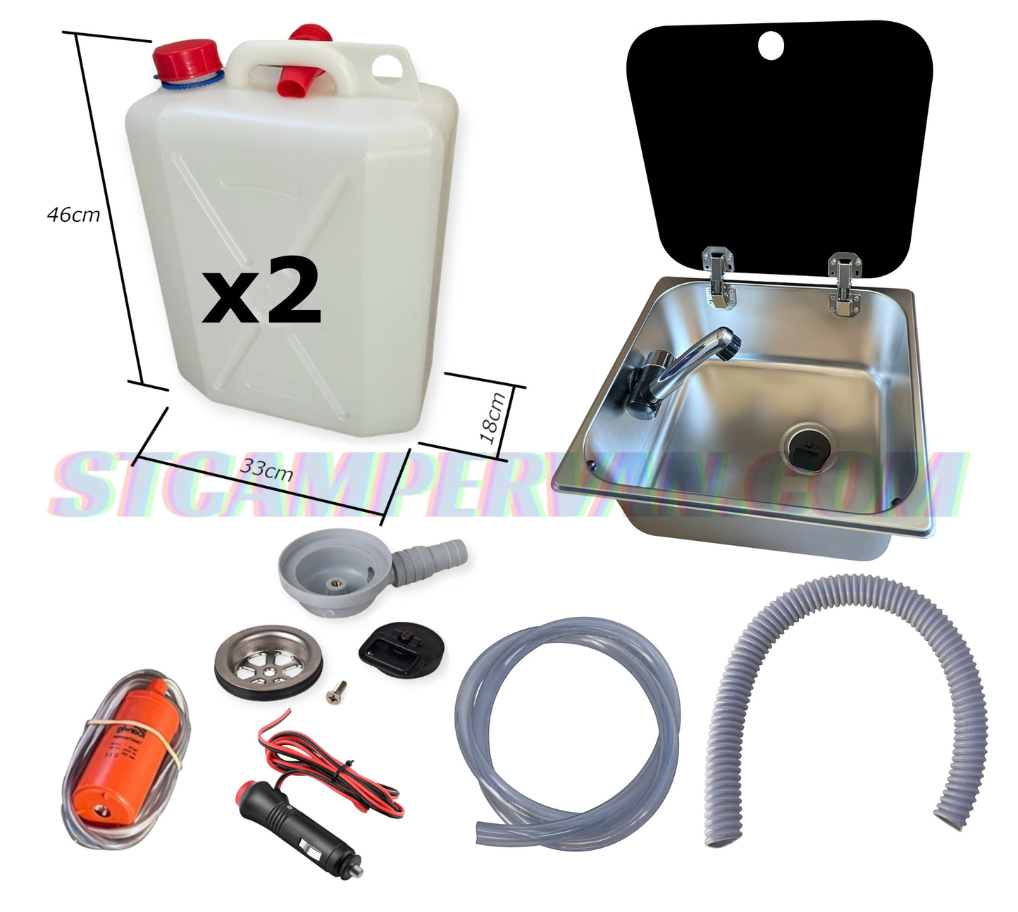 fregadero camper 32x35 con tapa y grifo 12V