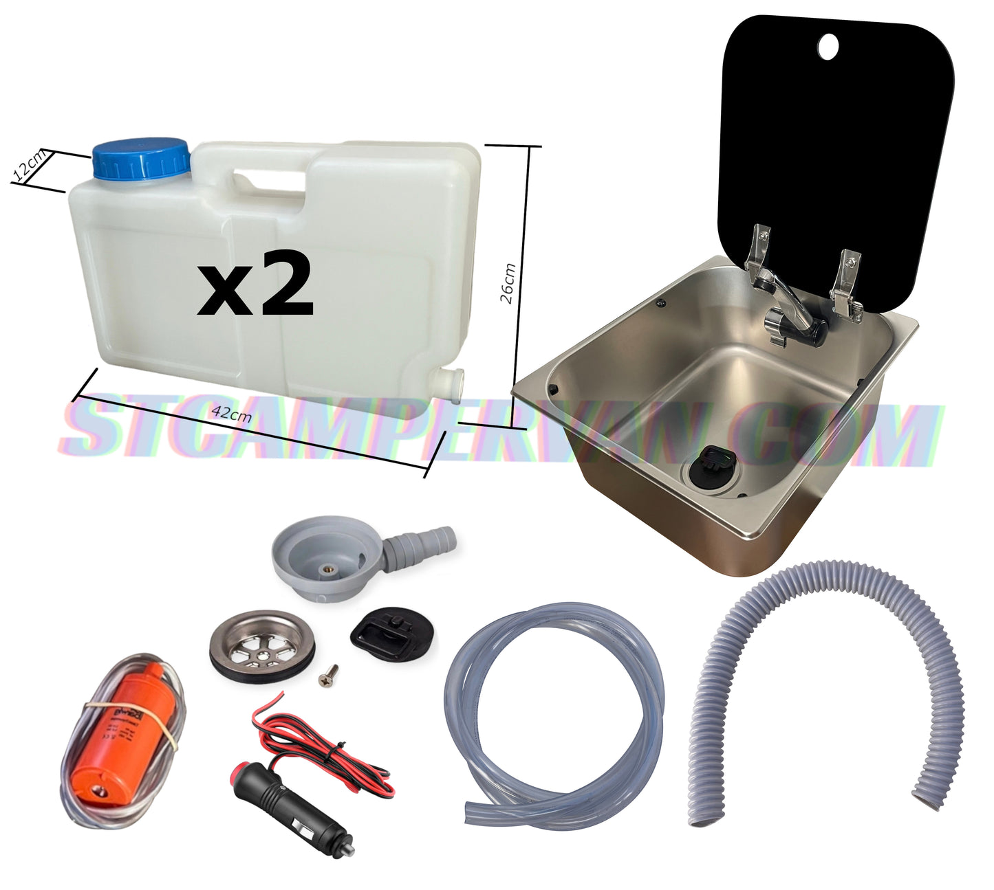 KIT FREGADERO CAMPER CARAVANA 12V PEQUEÑO IDEAL