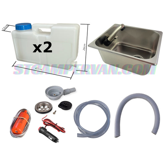 Kit fregadero 26x32 con grifo 12V y bomba para camper