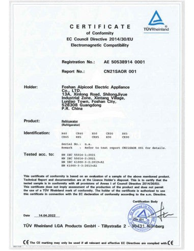 Frigorífico compresor 12V 24V Alpicool CR65X 65L