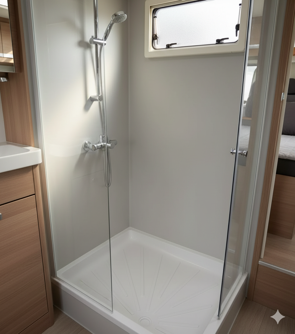 plato ducha camper