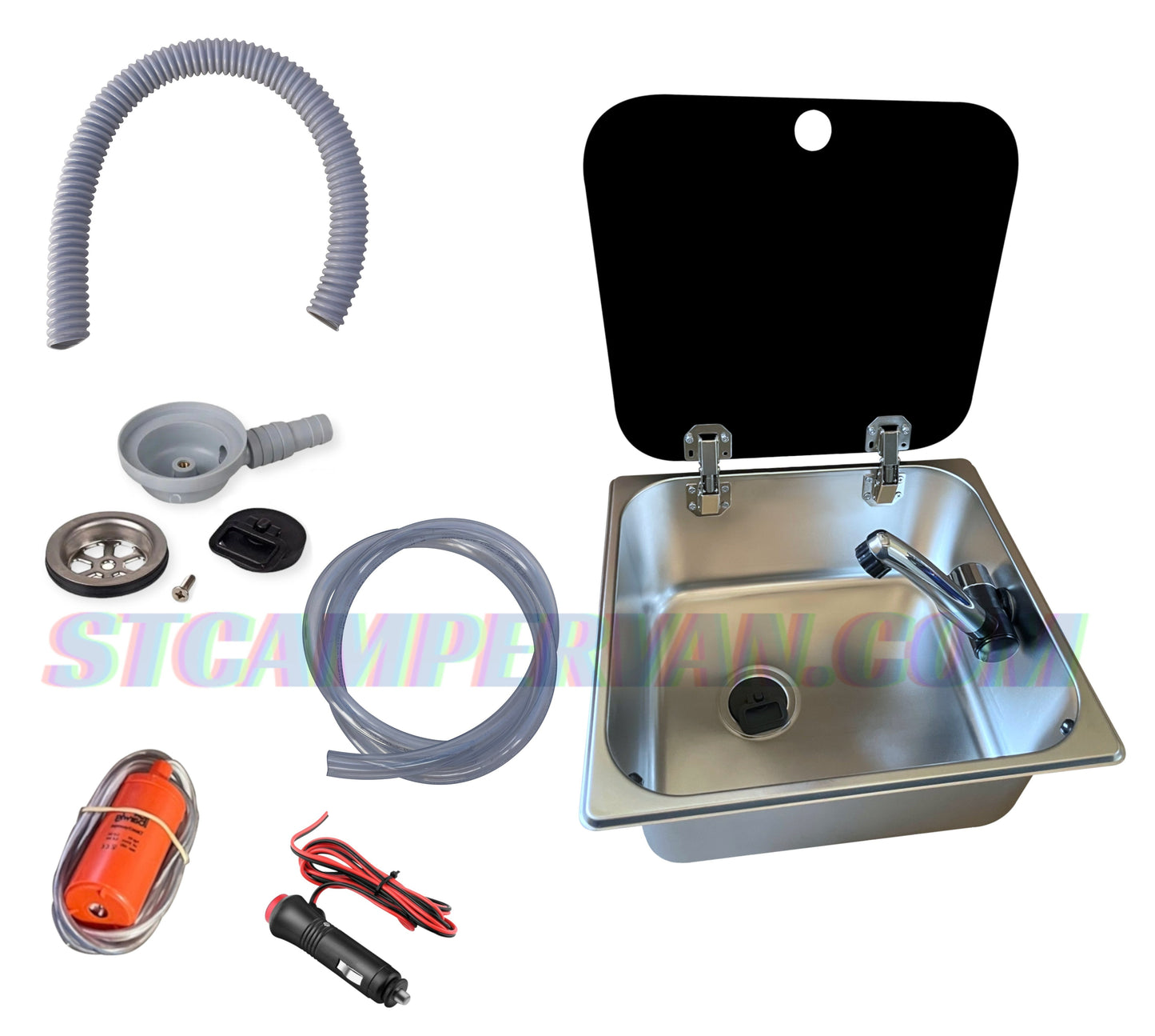 fregadero camper 32x35 con tapa y grifo