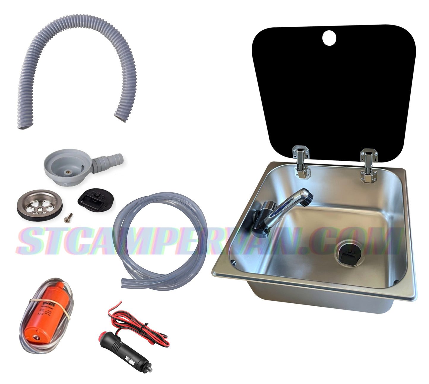 fregadero camper con tapa y grifo 12V