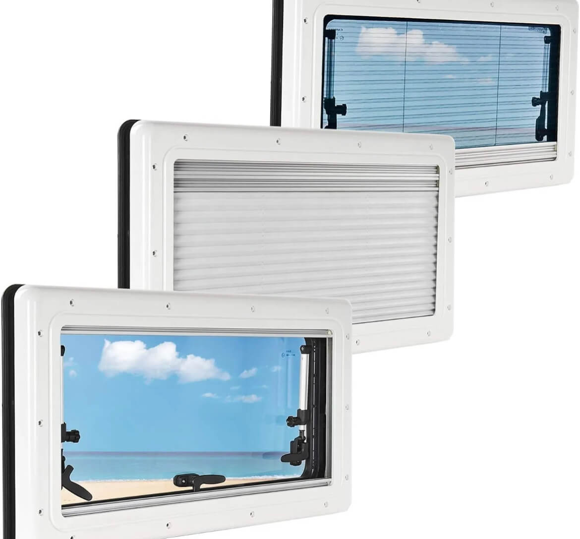 ventana 900x450, 43r, doble acrilico, mosquitera, oscurecedor, tintada, brazos telescopicos