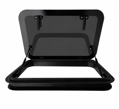 Claraboya Slim 80x50 cm Cristal Templado Ahumado | Perfil Bajo para Camper, Caravana y Autocaravana | Homologación 43R