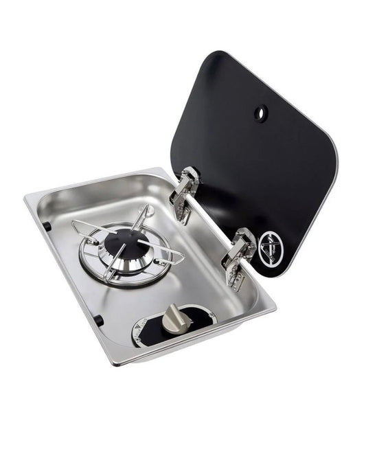 Cocina 1 fuego gas Carbest con tapa de cristal camper