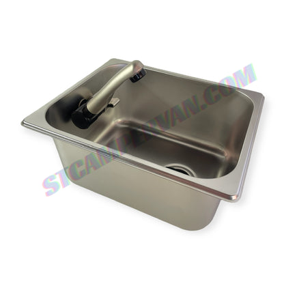 Fregadero 26x32 con grifo abatible 12V para camper y caravana