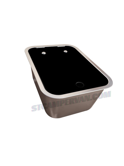 Detalle del sumidero 31 mm acodado a 90° del fregadero.