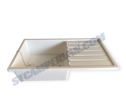 Fregadero con escurreplatos blanco 600x340 mm camper.