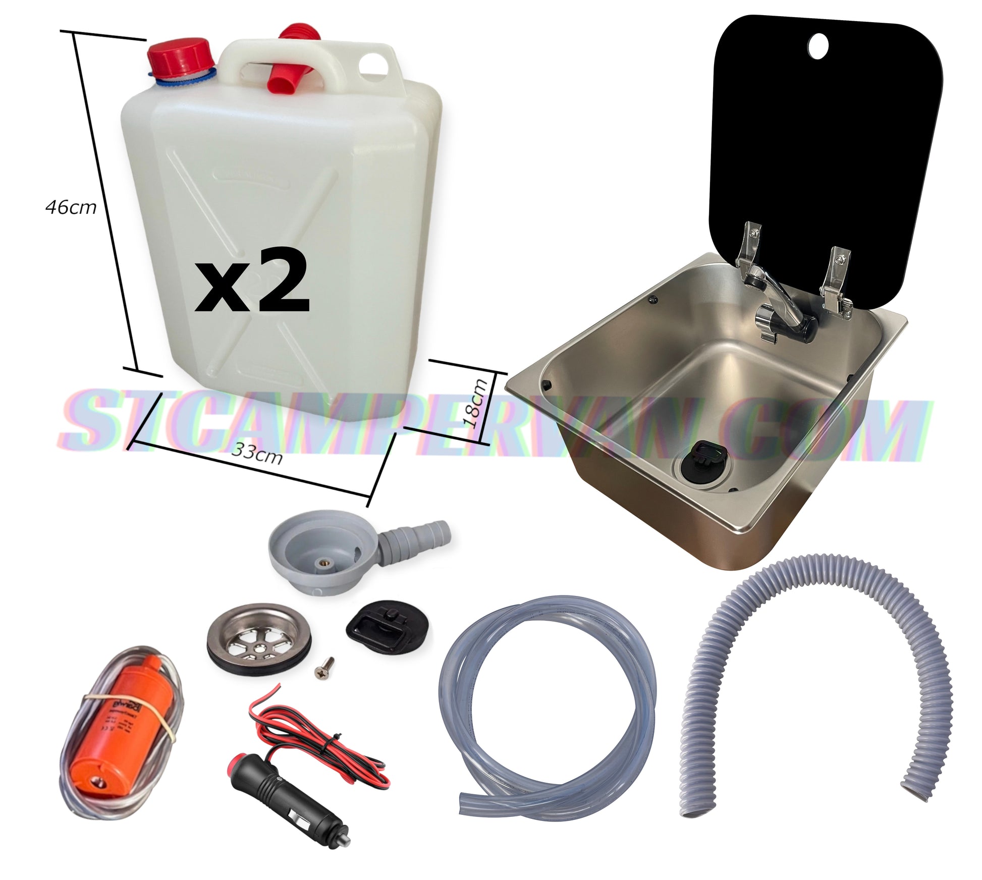 Kit instalación fregadero autocaravana con tapa abatible.