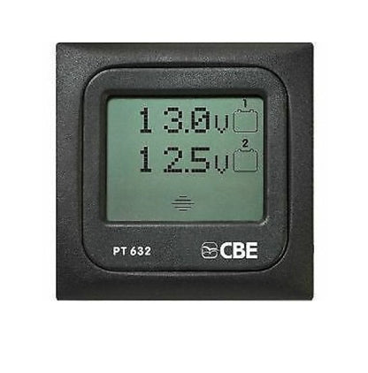 Voltímetro doble batería CBE PT632 12V gris