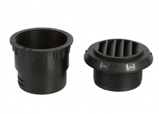 Respiradero abierto 60 mm con tuerca unión negro
