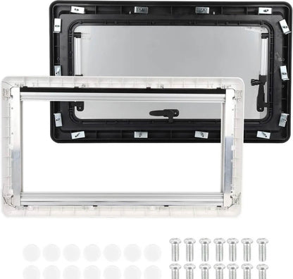 Ventana abatible 900x450 43R con mosquitera y oscurecedor