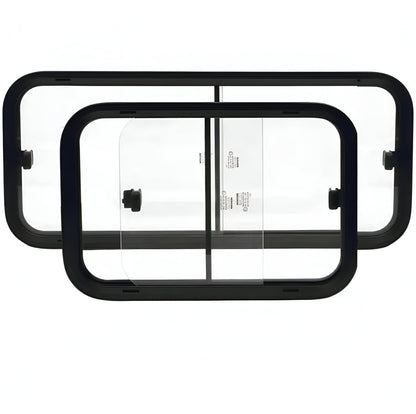 Ventana de cristal 800x250 mm marco aluminio negro APSYS.