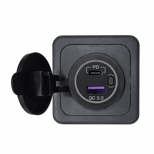 Toma USB doble 3.0A con interruptor 12V/24V