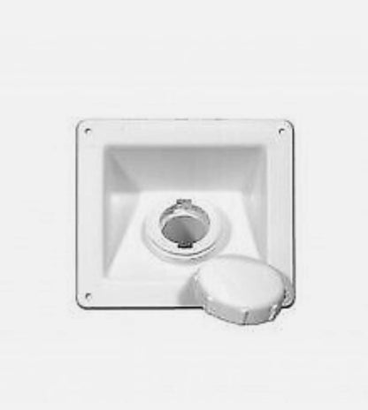 Detalle de la boca de llenado blanca 40 mm sin llave para instalación interior en camper y autocaravana