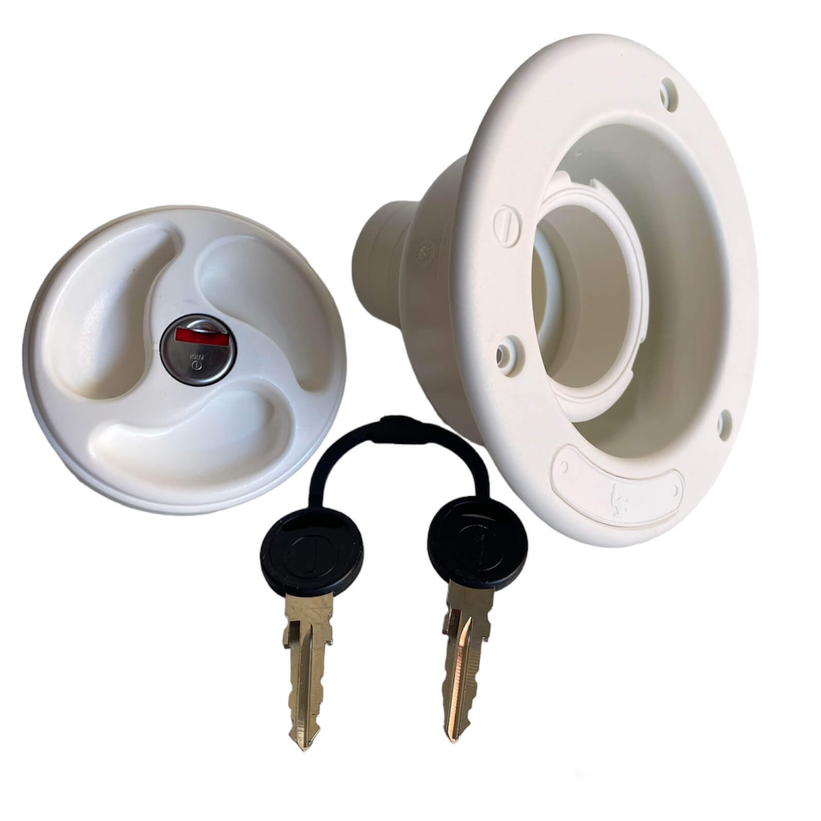 Tapa con llave de boca Zadi instalada en lateral de camper