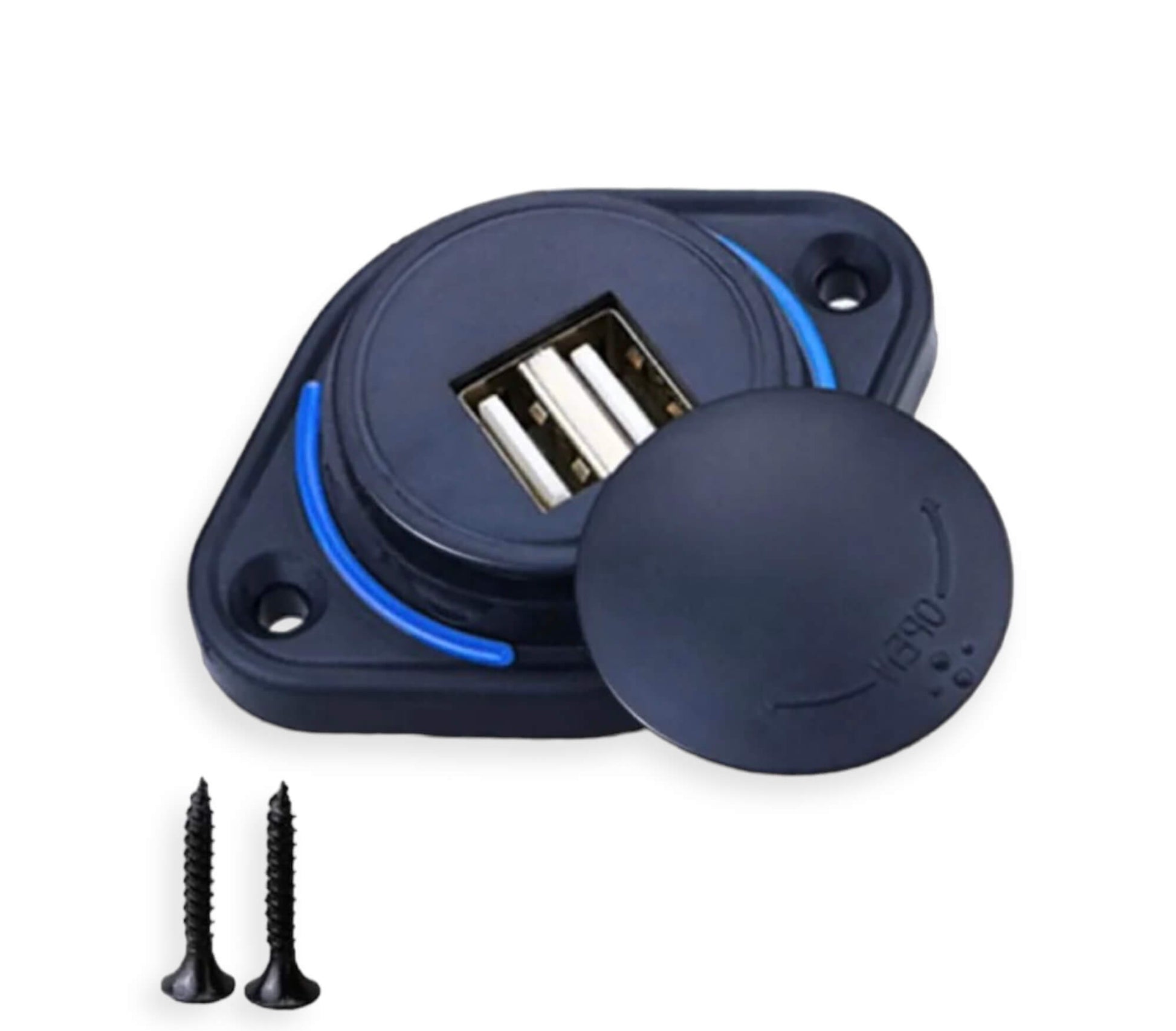 Cargador USB doble 12V 24V con tapa deslizante caravana