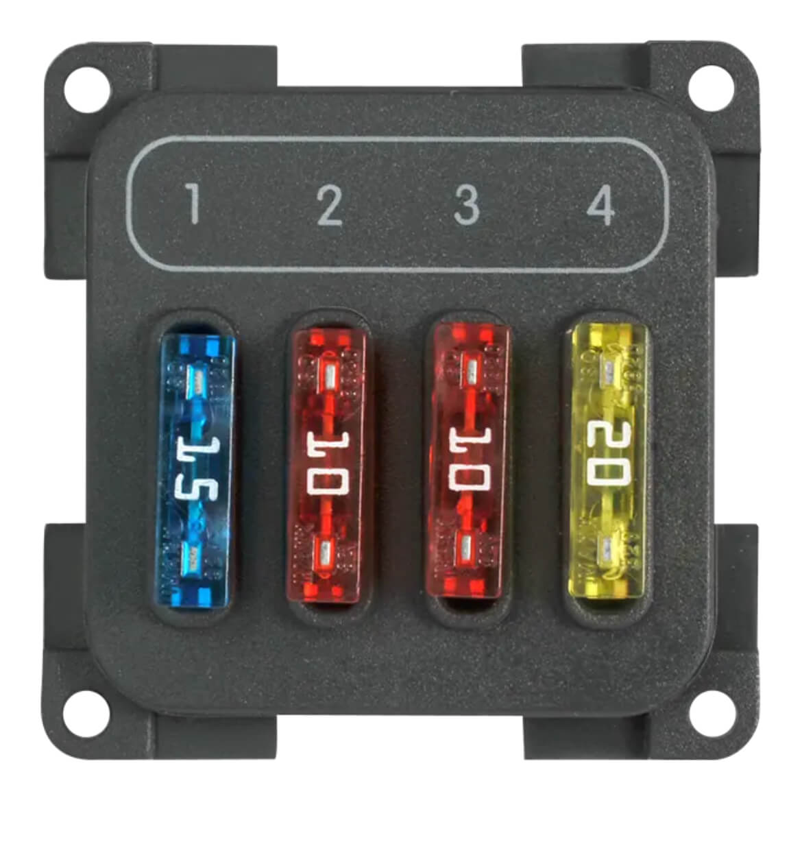 Portafusibles CBE MPF4 de 4 vías en gris antracita para camper.