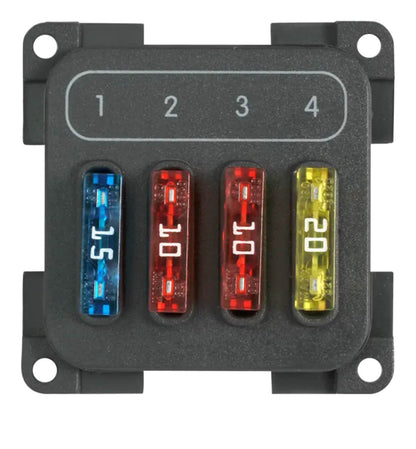 Portafusibles CBE MPF4 de 4 vías en gris antracita para camper.