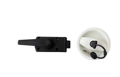 Cerradura Zadi izquierda bicolor con tirador redondo para camper