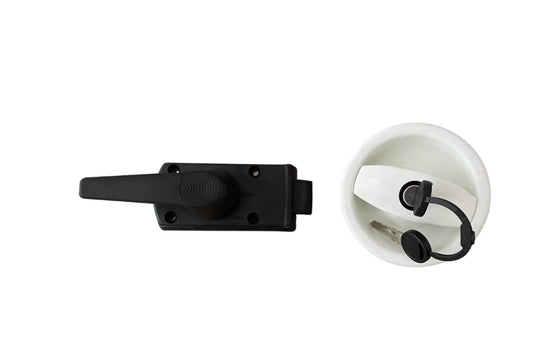 Cerradura Zadi izquierda bicolor con tirador redondo para camper