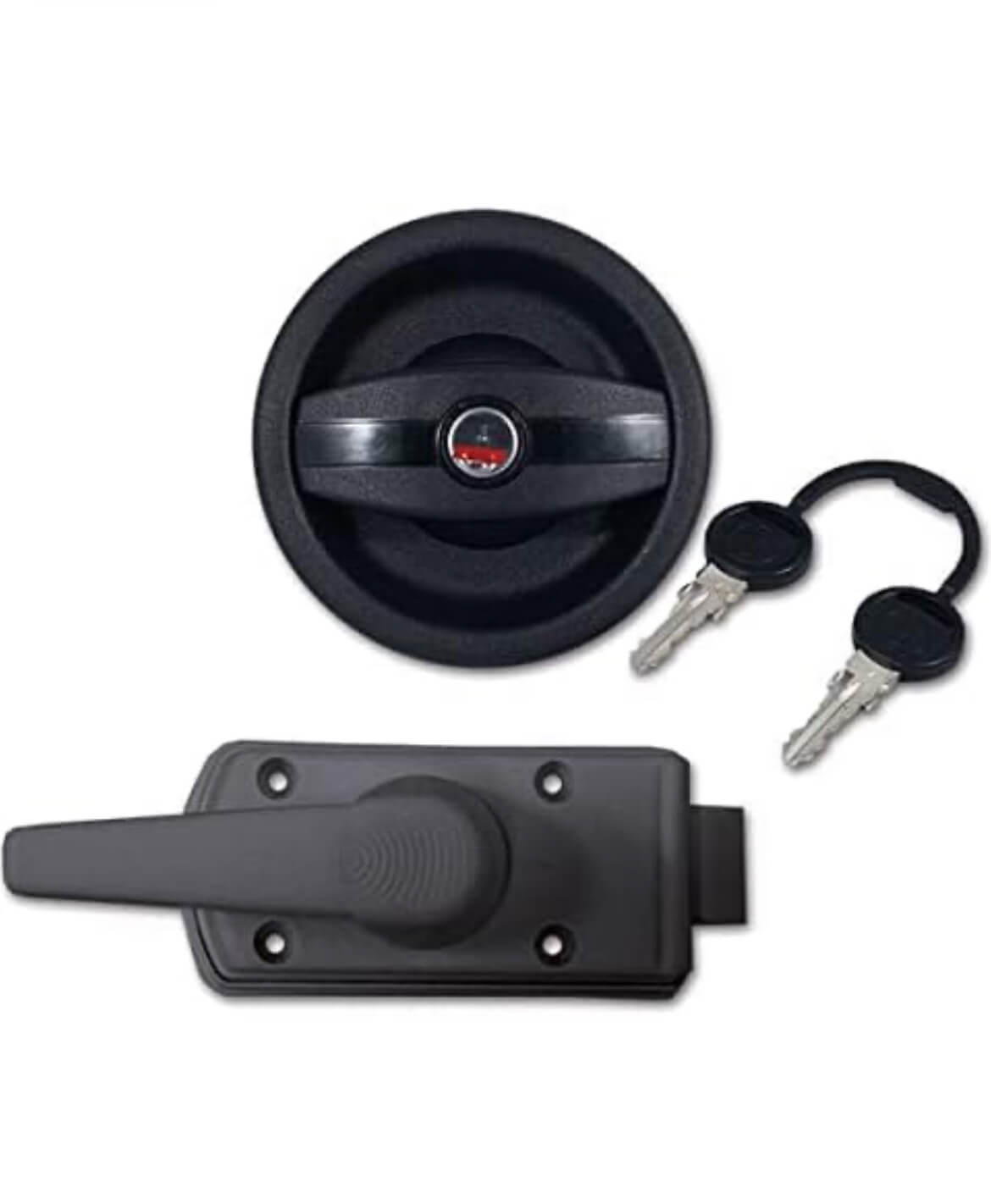 Cerradura Zadi izquierda negra con tirador redondo para camper.